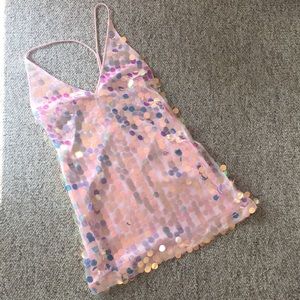 Pink sparkle holographic dress